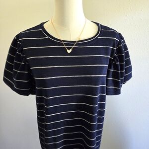 Blue stripe dress Woman Short sleeve